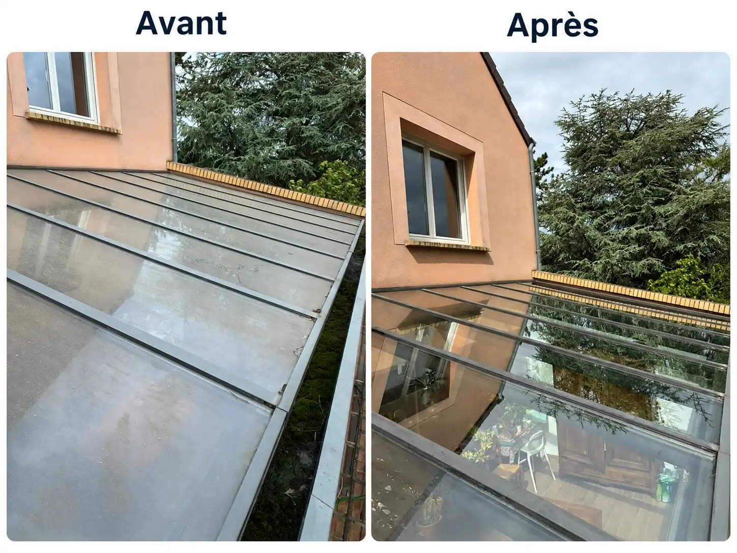 Laveur de vitres Vitroclair nettoyant les vitres d'une maison